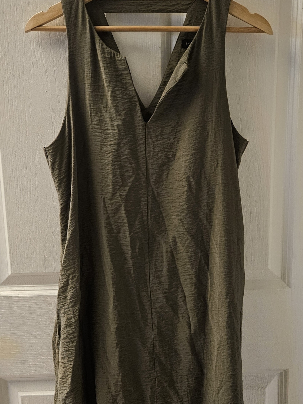 Banana Republic Olive Green Sleeveless V-Neck Dress